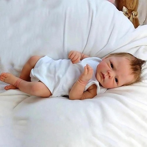 Muñecas bebé renacido de 18"" hechas a mano recién nacido realista niño pequeño muñeca de cuerpo completo de silicona - Imagen 3 de 7