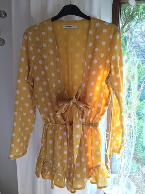 yellow polka dot playsuit