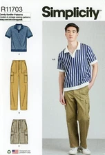 Simplicity R11703 Knit Top w Collar, Cargo Shorts & Pants Sz 38-46 UNCUT S9718