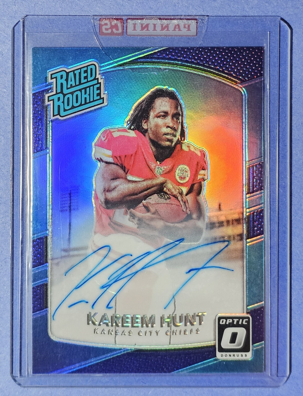 2017 Donruss Optic Rated Rookie Kareem Hunt Auto Purple Holo /35 RC