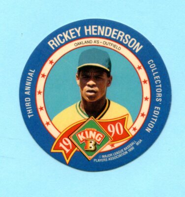 1990 King-B Jerky Third Annual Collector's Edition Discs # 19 Rickey Henderson