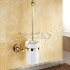 Gold Color Brass Bathroom Toilet Brush Holder  Brush Wall Mounted sba137