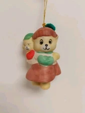 Christmas JASCO CARING CRITTER CHIMER Bisque Porcelain Bell Ornament VTG W/box