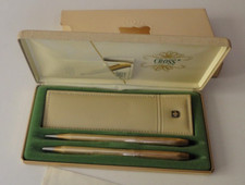 Cross 4551 10k Gold Filled Ladies Pen and Pencil Set w Pen Purse Case Sleeve E2