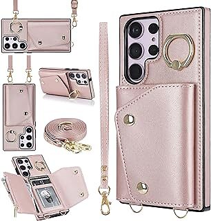 UEEBAI Crossbody Wallet Case for Samsung Galaxy S23 Ultra 5G| Card Slot Phone Ca
