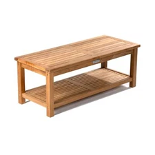 Ash & Ember Sierra Grade A Teak 47" Coffee Table with Shelf, Weather Resistant