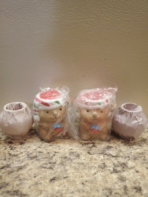 Set of Robert Alan Candle Company Novelty Christmas Candle Holders Decor Holiday