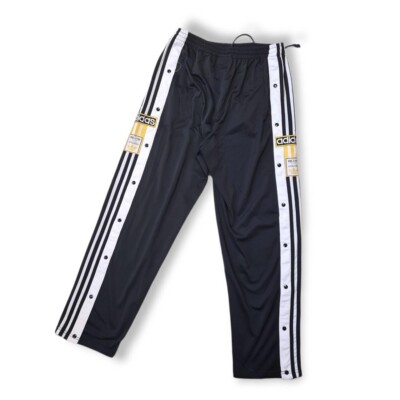 Adidas Men's Bottoms Track Pant Joggers Black Size L with Buttons and Waistband