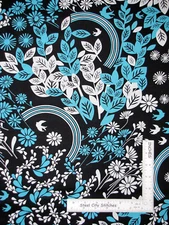 Lemon Grove Leaves Flowers Black Cotton Fabric Timeless Treasures C8607 By Yard