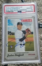 2019 Topps Heritage Justus Sheffield REAL ONE RC AUTO PSA 10 GEM MINT YANKEES