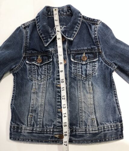 Gap Kid Jean Boho Jacket Girl Denim Distressed Blue Wash Zip Moto XSmall XS 4 5 - Picture 4 of 8