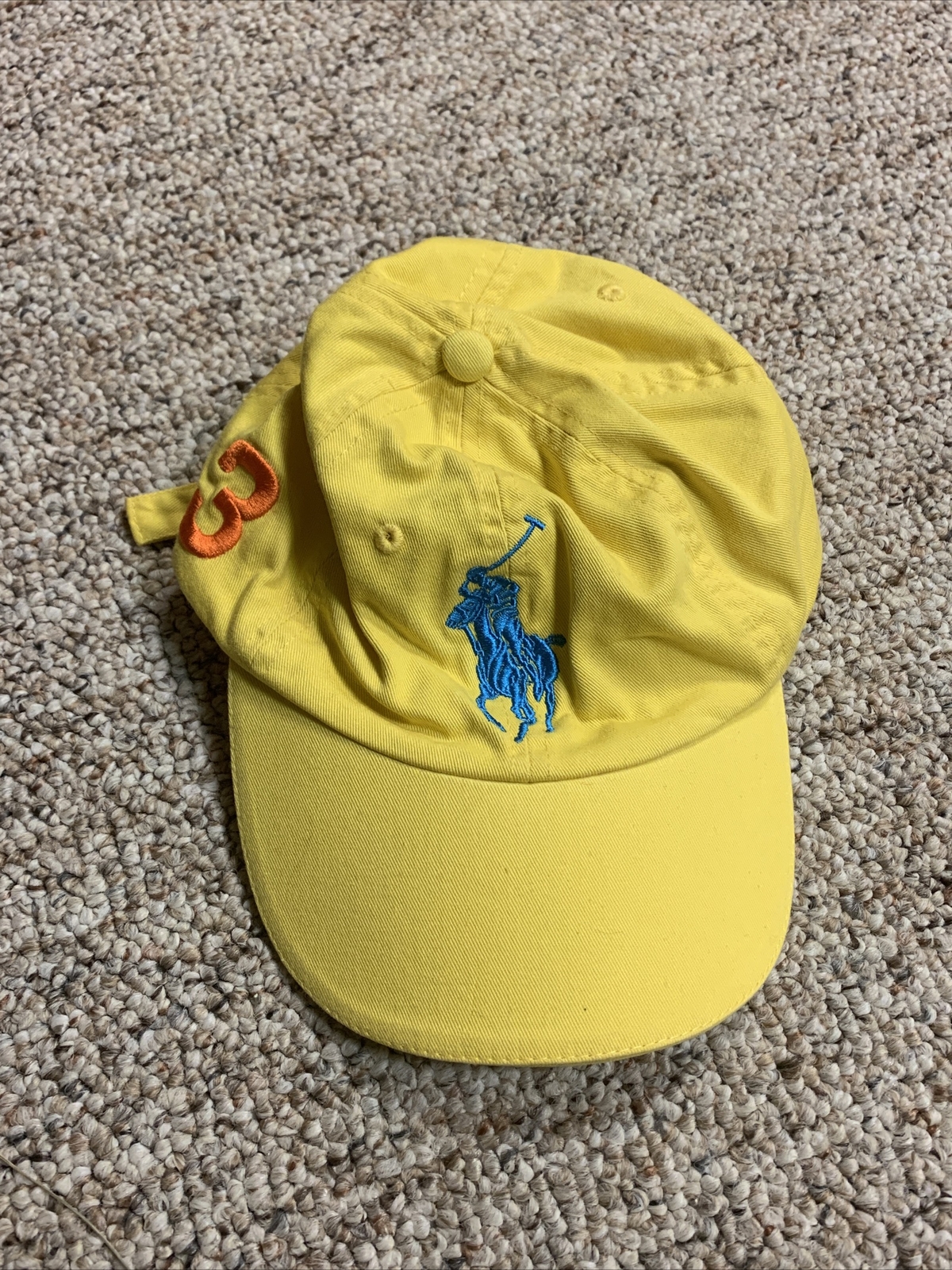 CAPPELLO FIRMATO RALPH LAUREN THE BIG PONY COLLECTION GIALLO BRILLANTE NUOVO