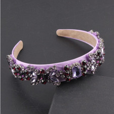 LUXURY HANDMADE PURPLE/MAUVE RHINESTONE HEADBAND HAIR ACCESSORY, BRIDAL/RACES