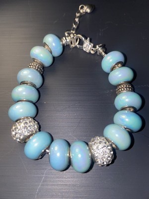 8 Inch Silver Plated Charm Bracelet With  1.2  Inch Adjustable Snake Chain
