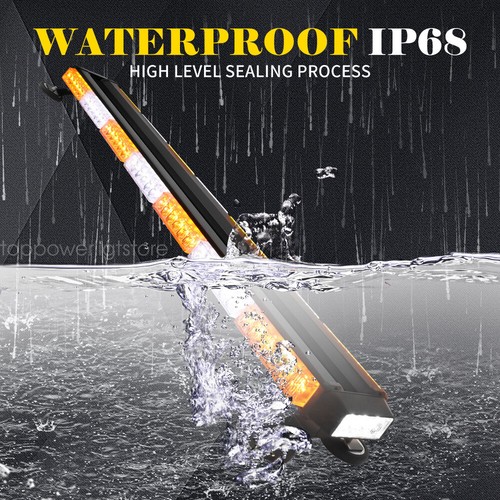 LED Emergency Warning Strobe Light Car Roof Amber & White Bar Flashing Beacon - Picture 73 of 73
