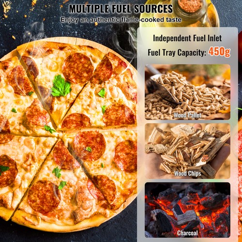 VEVOR 12" Outdoor Pizza Oven Portable Wood Pellet Pizza Oven Iron Spray Camping - Picture 3 of 12