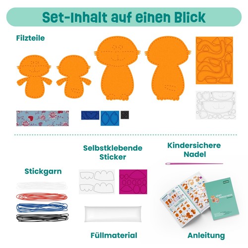 Smowo Filz Nähset für Kinder - Stofftiere selber nähen - Bastelset Kuscheltier - Bild 5 von 7
