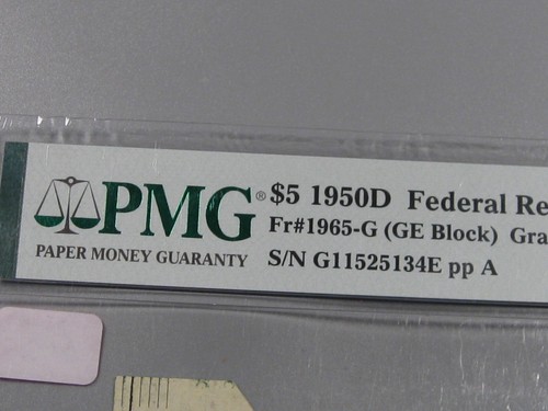 ERROR $5 1950-D FRN Note PMG AU55 EPQ "Butterfly Fold ERROR". #38 - Picture 5 of 11