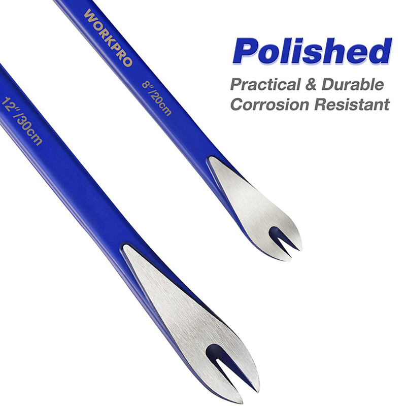 WORKPRO Nail Puller Set 2Piece 12" Pry Bar 8" Mini Crowbar Nail Remover