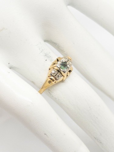Vintage 1940s RETRO .20ct Natural Alexandrite Diamond 14k 18k Yellow Gold Ring - Picture 6 of 8