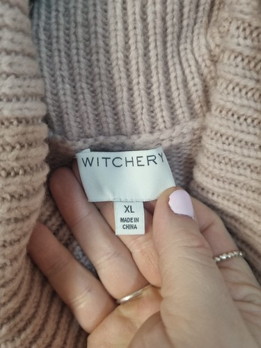 WITCHERY size XL lilac pink chunky knit turtle neck wool blend pullover - Picture 2 of 7