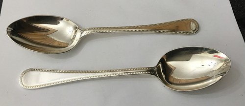 2 X Elkington & Co Bead Beaded Silver Plate 22.5cm Table Serving Spoons Cutlery - Picture 4 of 6