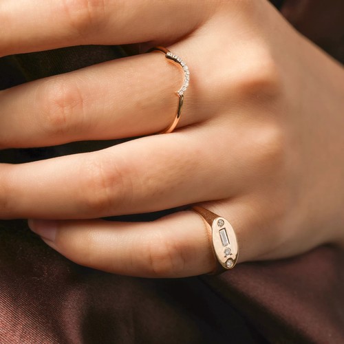 14K Gold 0,07 ct VS/F-G Diamant Bogen Design Ring Größe - 3 bis 8 US - The Jewelz - Bild 1 von 11