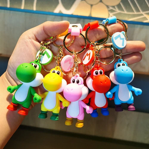 Super Mario Yoshi Keychains 3D Cartoon Cute PVC Pendants Keyrings Boy Girls Gift - Bild 4 von 11