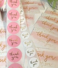 Business Thank You Cards Thank You Stickers 50 Sets=100 pcs, Pink Variety