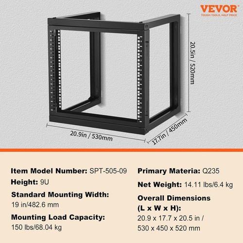 Efficient 9U Wall-Mount Rack for 19" Servers - Hinged Door for Maintenance - Picture 9 of 11