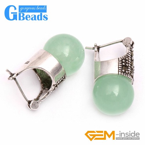 Fashion 12mm Round Beads Marcasite Tibetan Silver Dangle Stud Hoop Earrings - Picture 21 of 83