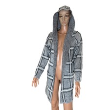 Fortune + Ivy Stitch Fix Camille Hooded Coatigan Coat/jacket Gray Black Hood New
