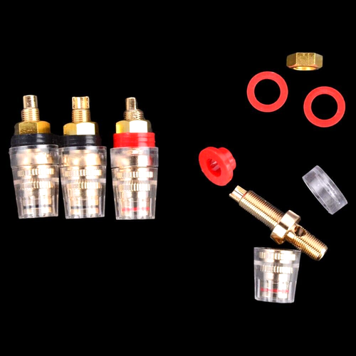 4pcs Audio Speaker Binding Post Short Thread Terminal Banana Plug Gold Plated - Picture 3 of 5