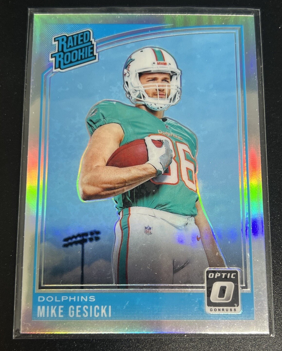 Mike Gesicki 2018 Donruss Optic Rated Rookie Silver Holo RC #187 Miami Dolphins