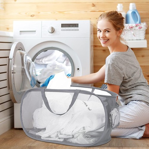 2tlg Pop Up Wäschekorb 75L Wäschetonne Klappbar Laundry Basket Aufbewahrungskorb - Bild 2 von 18