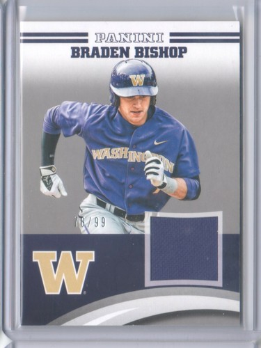 2016 Panini Collegiate Washington Huskies Jersey Silver Braden Bishop /99 FlatSH - Picture 3 of 3
