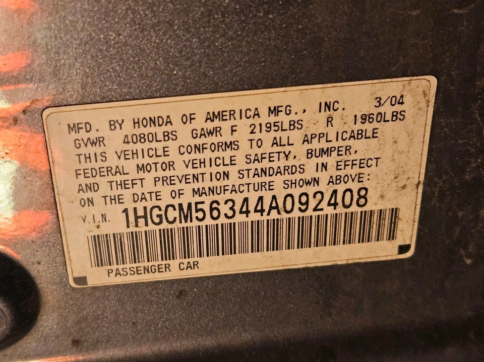 Honda Accord DX LX 2003 2004 2,4 L A/T radiador fabricante Valeo Foto 4 de 4