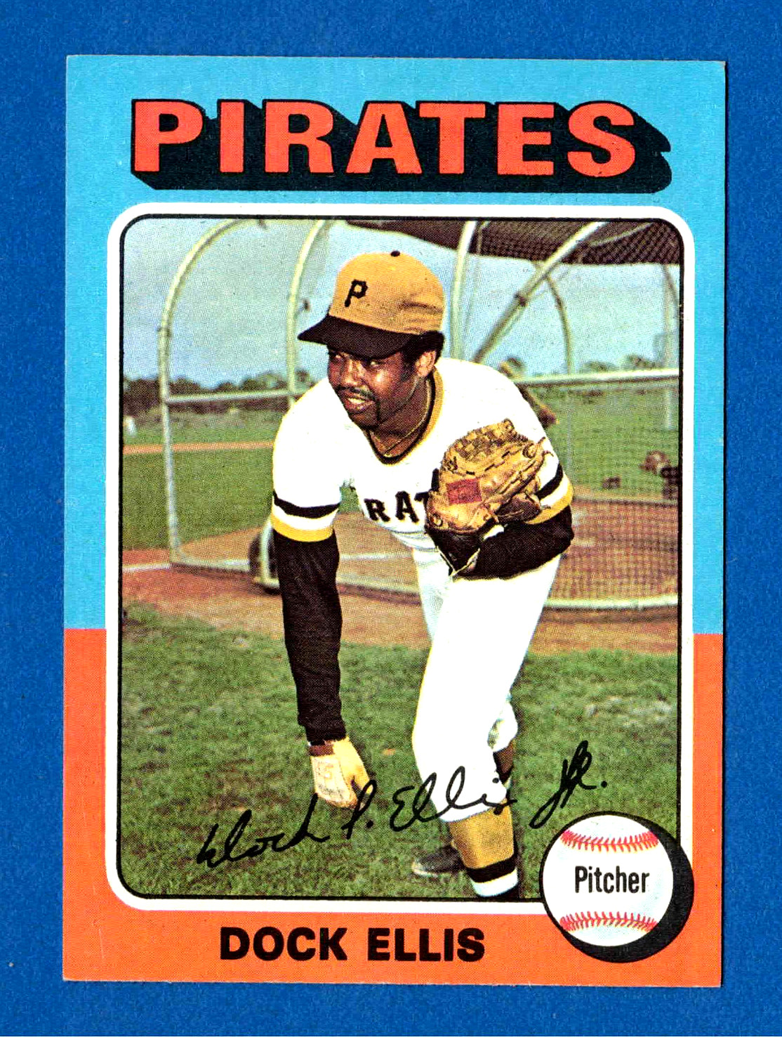 1975 TOPPS #385 DOCK ELLIS PITTSBURGH PIRATES CARD -- MINI -- EX MINT+