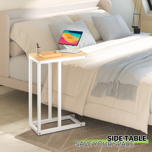 C Shaped Side Table Phone Laptop Holder Desk Bed Coffee Snack Tray w/Steel Frame - Picture 11 of 11