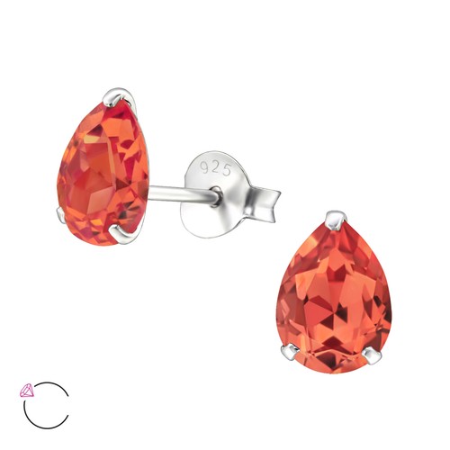 LA CRYSTALE 925 Sterling Silver Pear Stud Earrings with Crystal - Picture 23 of 36