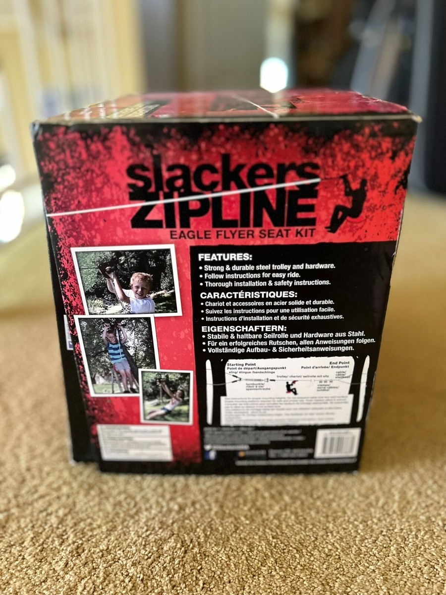 Slackers Zip line 90 FT Eagle Flyer Seated ZipLine Kit Extreme