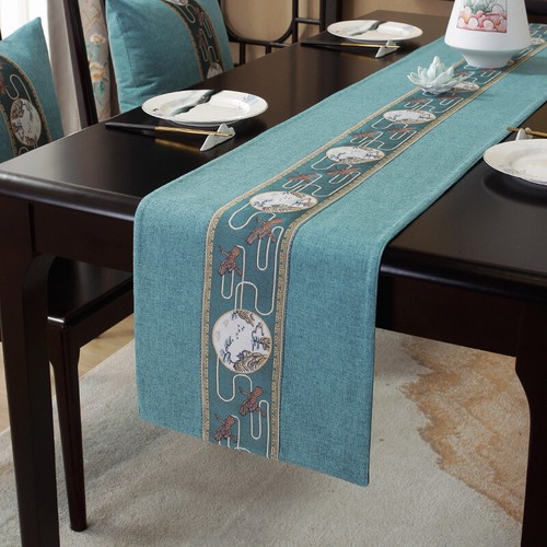 Chinese Traditional Cotton Linen Long Table Runner Tassels Flags Decor 33cm Wide - Picture 8 of 30