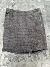 Womens Straight Pencil Skirt Gray Tweed Banded Waist Invisible Back Zipper