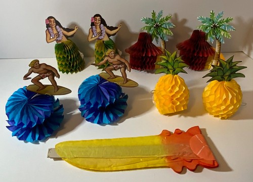 VTG Beistle Honeycomb Luau, Parrot, Sunflower Party Decorations 1980s Surfer - Picture 3 of 6