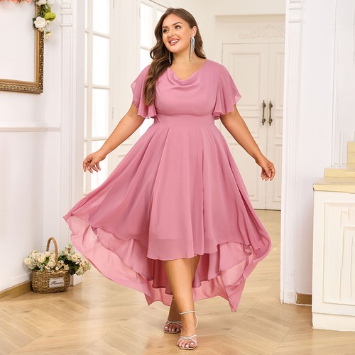 Übergröße Damen Elegant Abendkleid Ballkleid Chiffon Sommerkleid Lang Partykleid - Bild 11 von 20