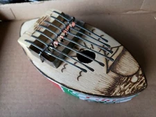 Kalimba Afro Musical Instrument Homemade Metal Wood Decorative 8" Long 