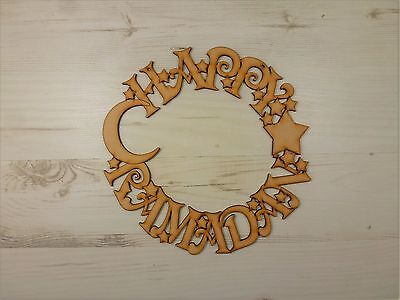 Wreath HAPPY RAMADAN door plaque wall art decoration Muslim Mecca Wooden MDF L13