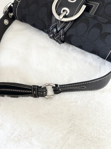 COACH Signature Y2K SOHO Hobo Buckle Flap Shoulder Bag K05Q-6580 Black 2005 - Picture 6 of 13