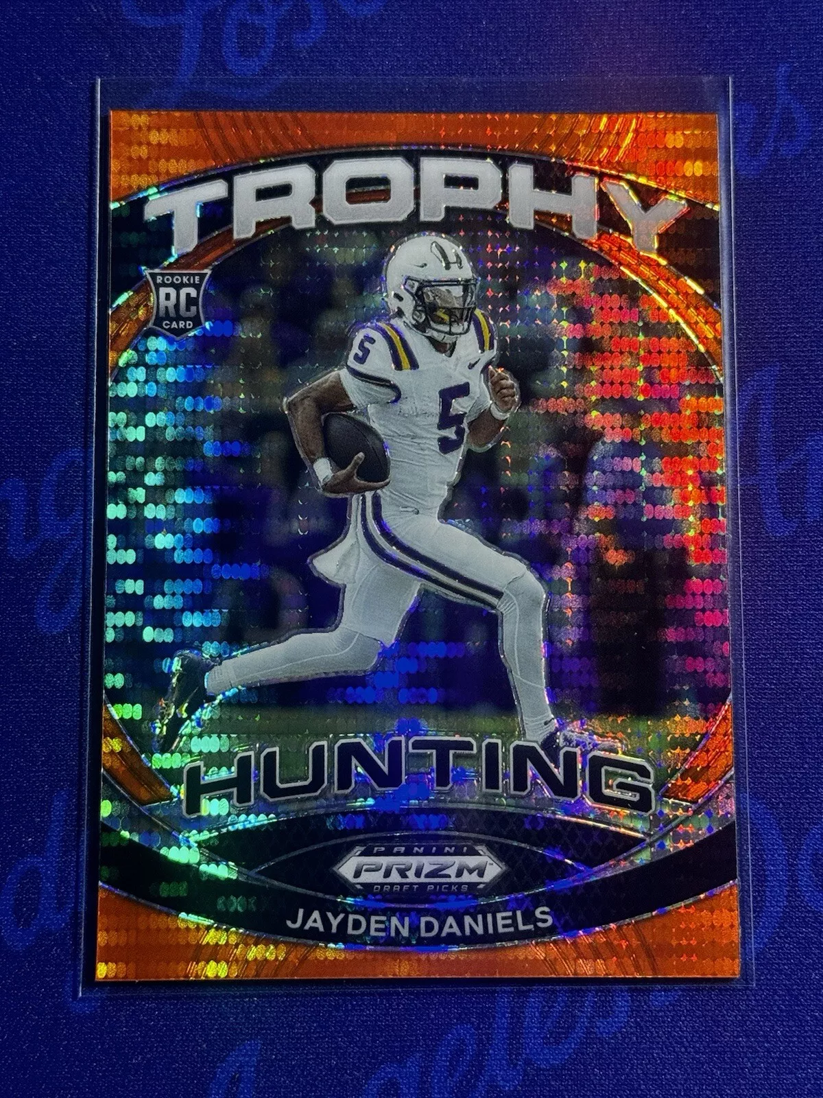 2024 Prizm Draft Jayden Daniels Trophy Hunting Orange Pulsar Rookie /49