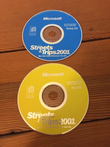 Lot de 2 disques logiciels vintage PC Streets Trips 2001 configuration et exécution CD Windows NT 98 - Photo 1 sur 6
